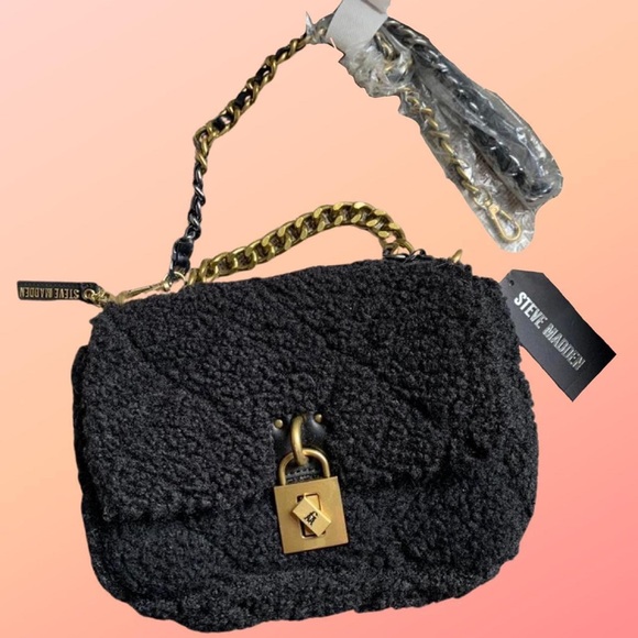 SOLD ‼️ Steve Madden Black Sherpa Bag 👜🖤👑 - Picture 2 of 7